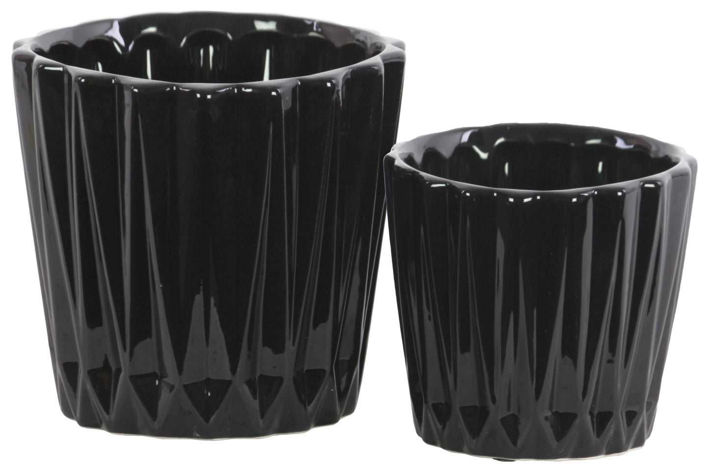 Ceramic Pot Gloss Finish Black-6"H