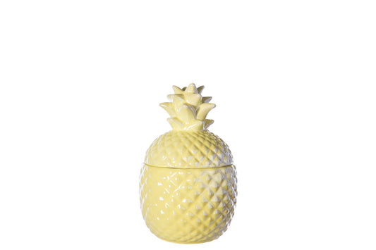 Ceramic Pineapple Canister Gloss Finish Mustard Yellow-7.25"H