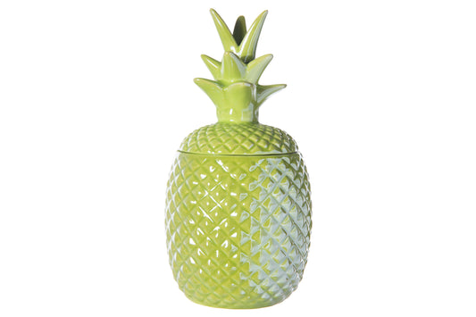 Ceramic Pineapple Canister Gloss Finish Jade Green-9.25"H