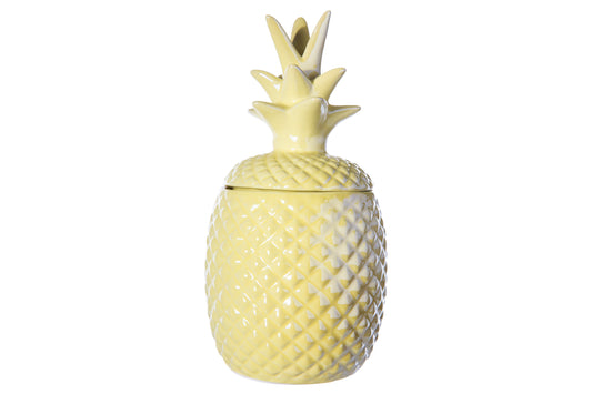 Ceramic Pineapple Canister Gloss Finish Jade Green-9.25"H