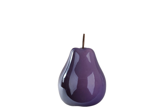 Ceramic Pear Figurine SM Pearlescent Finish Purple-6.50"H