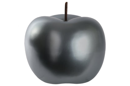 Ceramic Apple Figurine LG Chrome Finish Silver-6.00"H