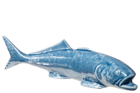 Porcelain Walleye Fish Figurine Gloss Finish Blue-3.25"H