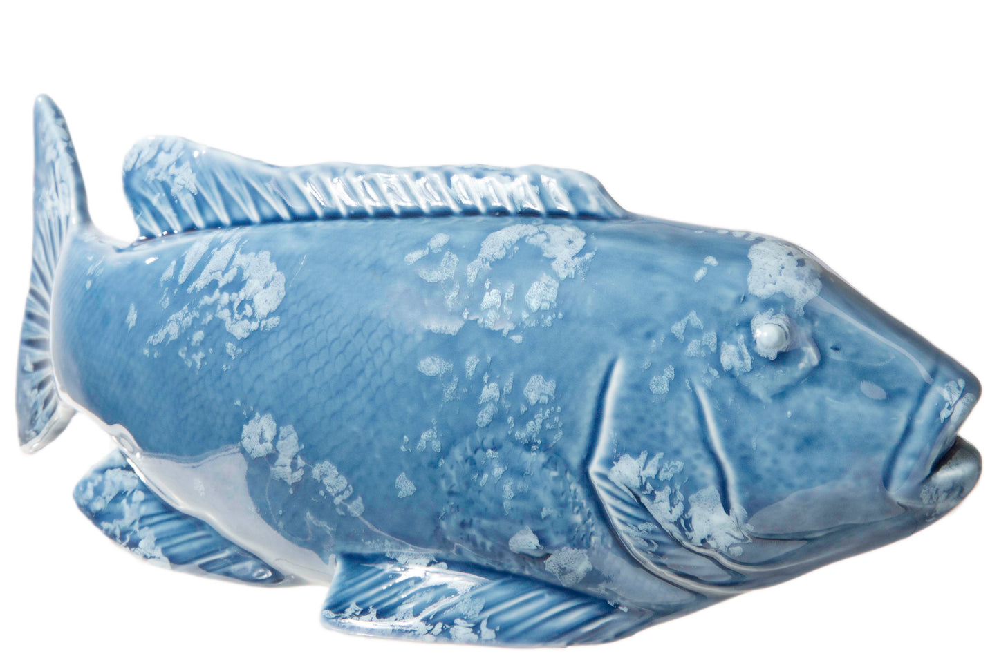 Porcelain Gilt-Head Bream Fish Figurine Gloss Finish Blue-4.50"H