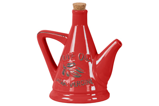 Ceramic Pourer Distressed Gloss Finish Red 7"H