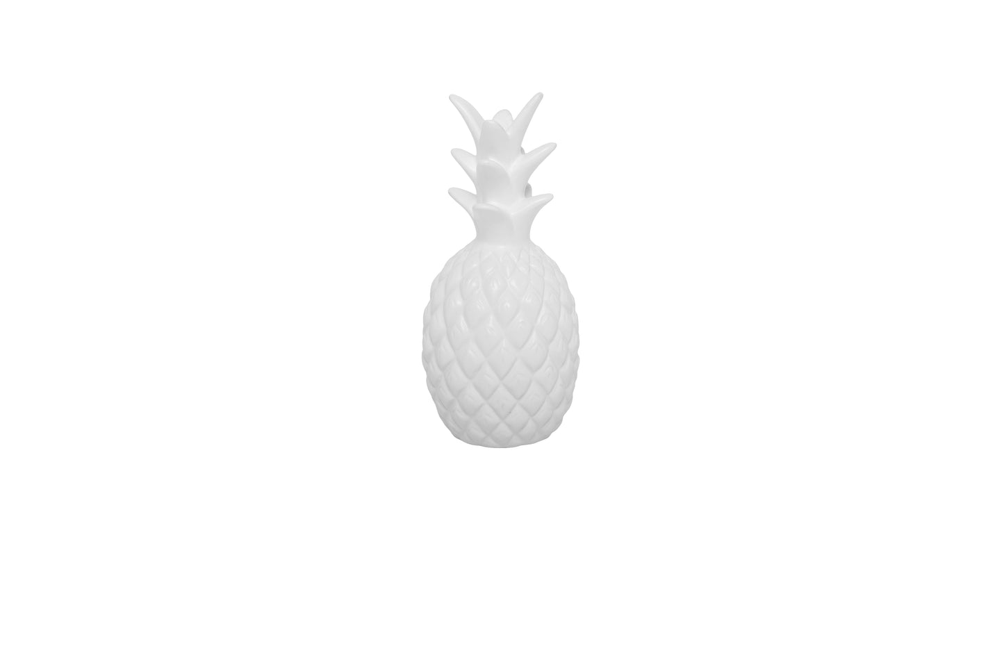 9" Ceramic Pineapple Figurine Matte Finish White