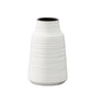 Ceramic Round Vase with Broad Lips, Short Neck and Combed Design Body Coated Finish
