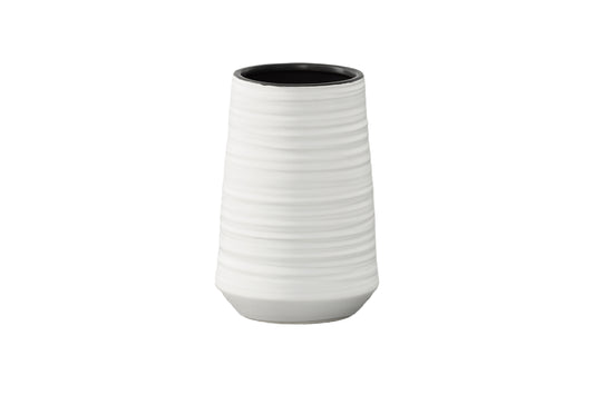 Ceramic Vase Coated Finish White-7.5"H