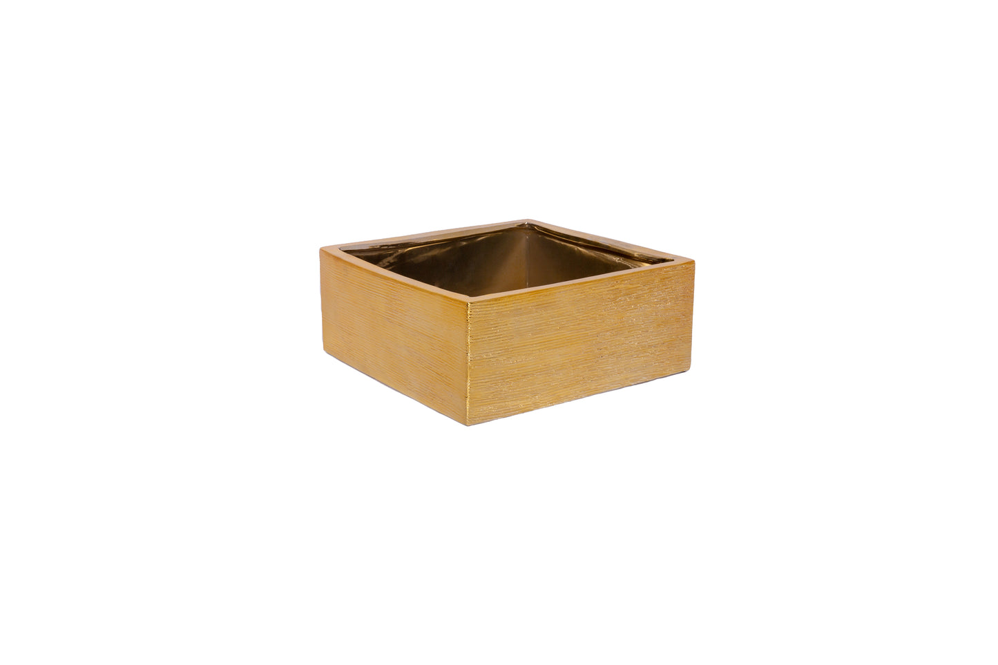 Ceramic Square Pot Gloss Finish Gold-5.00"H