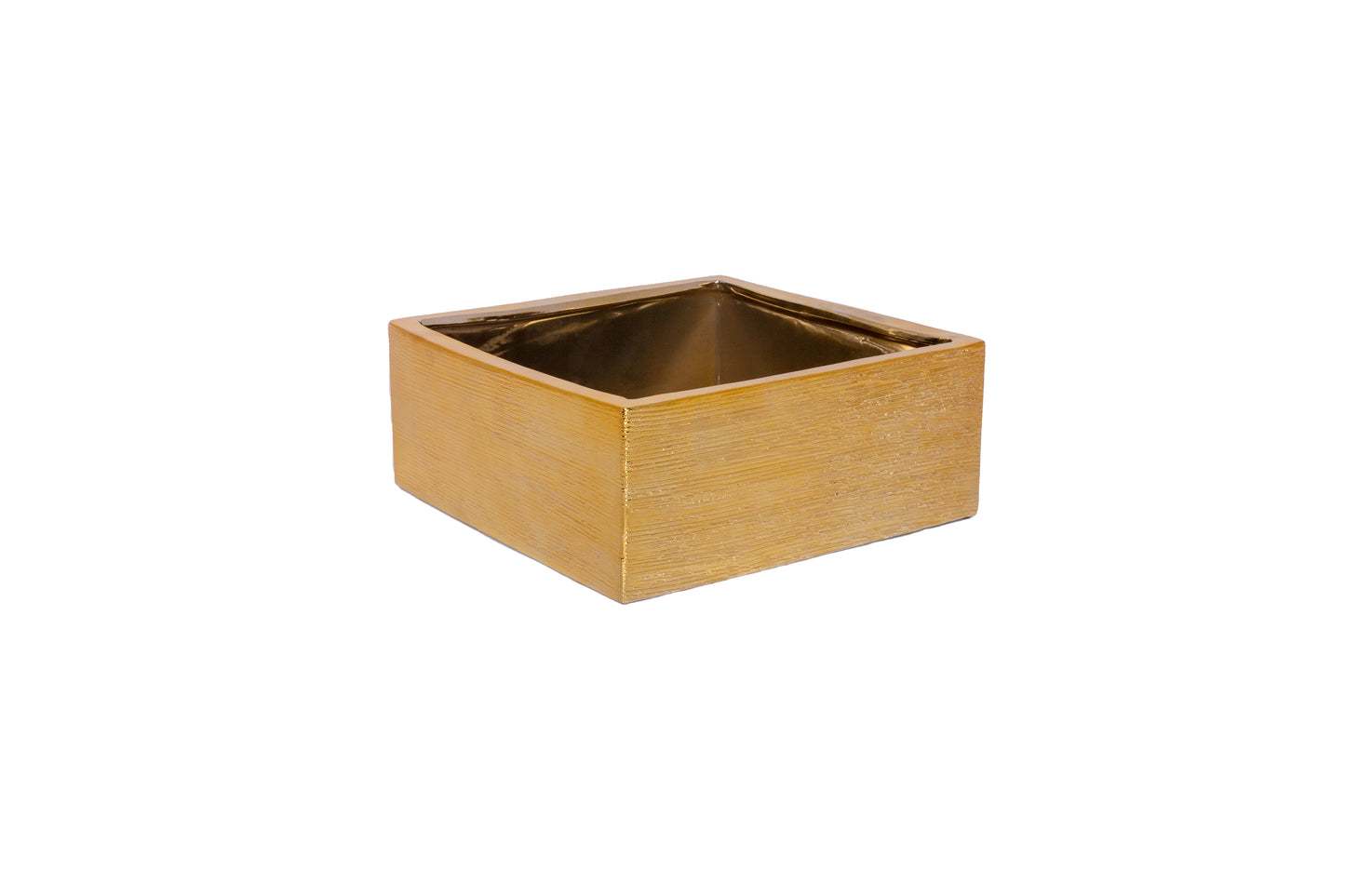 Ceramic Square Pot Gloss Finish Gold-5.00"H