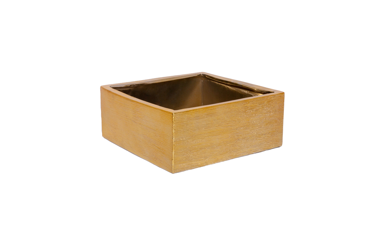 Ceramic Square Pot Gloss Finish Gold-5.00"H