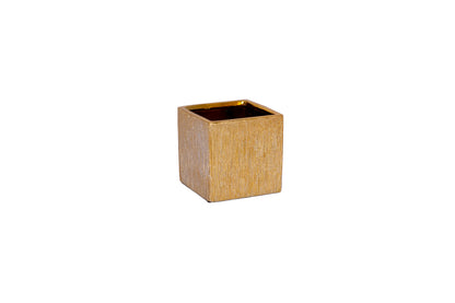 Ceramic Square Pot Gloss Finish Gold-6.00"H