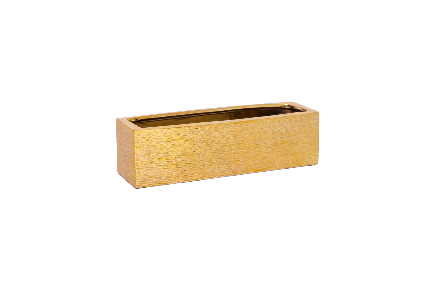 Ceramic Rectangular Pot Gloss Finish Gold-4.00"H