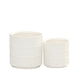 Ceramic Cylindrical Pot with Wide Mouth and Engraved Rectangle Design Body, Set of 2