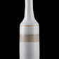 Ceramic Round Bottle Vase with Long Neck, Painted Gray Banded Design Body Coated Finish White