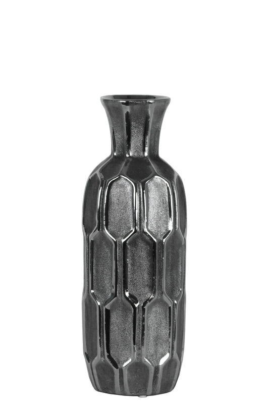 Ceramic Vase Distressed Finish Silver-18.25"H