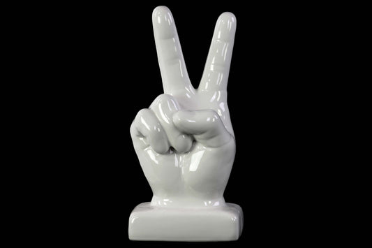 Ceramic Sculpture Gloss Finish White 11.5"H