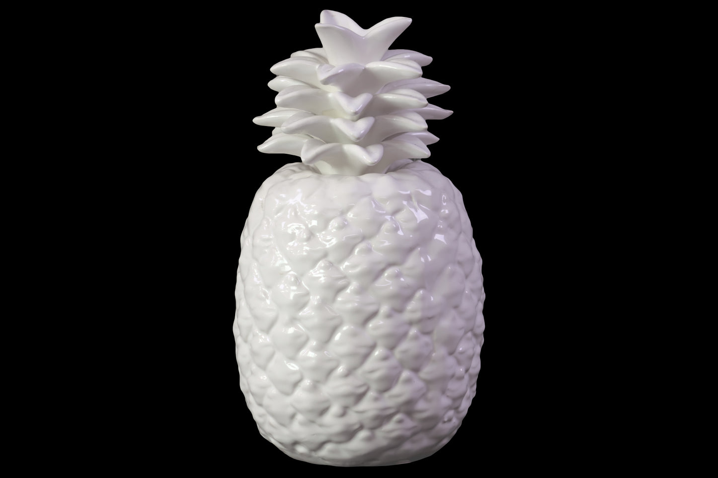9" Ceramic Pineapple Figurine Gloss Finish White