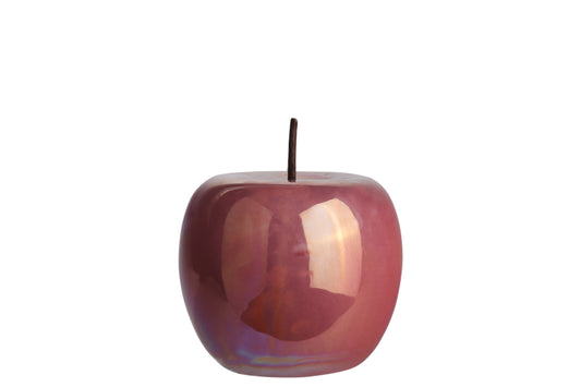 Ceramic Apple Figurine Polished Pearlescent Finish Dusty Rose-5.00"H