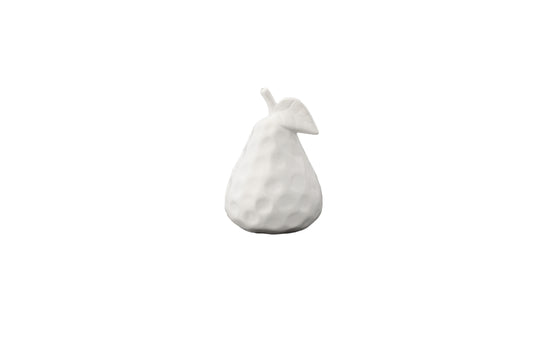 Ceramic Pear Figurine Gloss Finish White-5.75"H