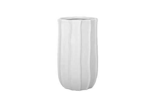 Ceramic Round Vase Matte Finish White-10.50"H