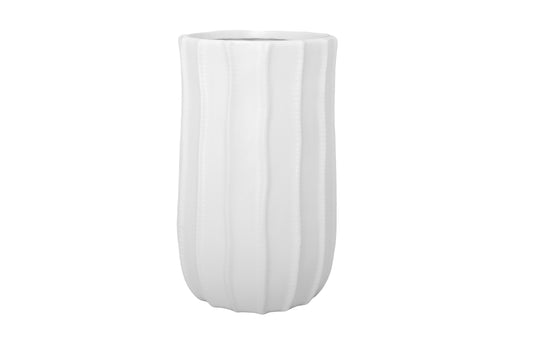 Ceramic Round Vase Matte Finish White-10.50"H