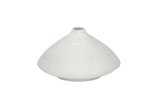 Ceramic Vase Combed Finish White-4.75"H