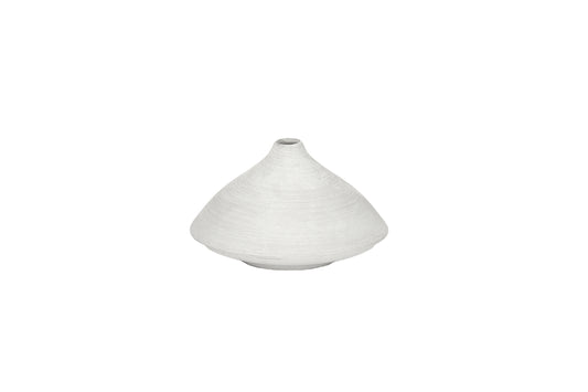 Ceramic Vase Combed Finish White-4.75"H