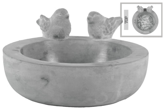 Cement Bird Bath Washed Concrete Finish Gray-4.50"H -4