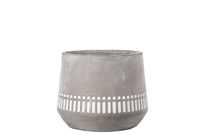 Cement Round Pot Concrete Finish Gray-6.50"H