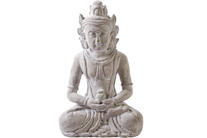 Cement Royal Meditating Buddha Figurine Concrete Finish Gray-13.50"H