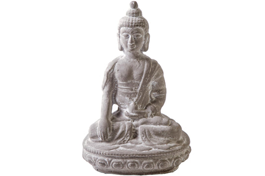 Cement Meditating Buddha Concrete Finish Gray-12.00"H