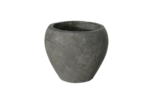 Terracotta  Round Pot Rough Finish Gray-7"H