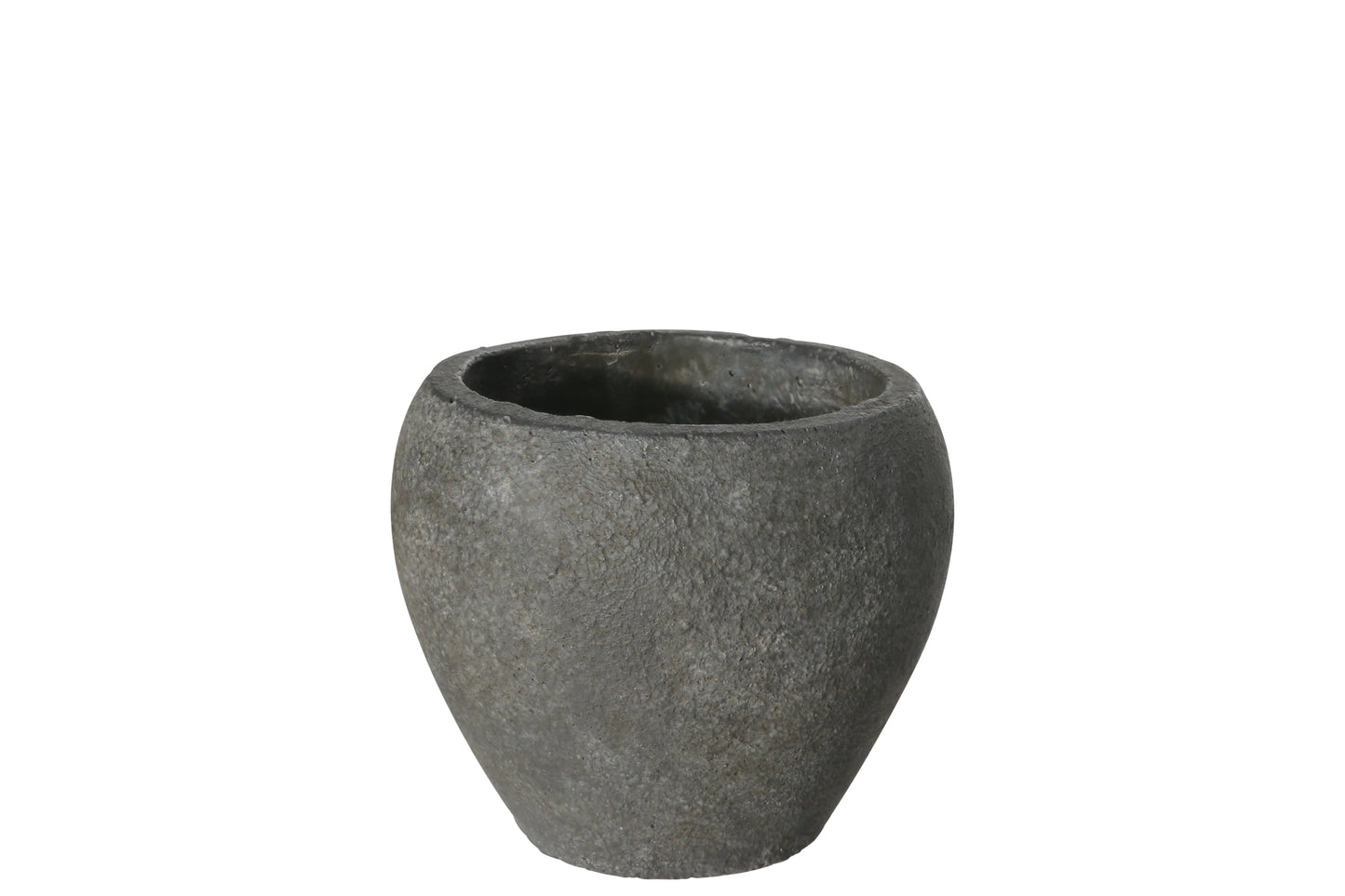 Terracotta Low Round Pot with Tapered Bottom Rough Finish Gray