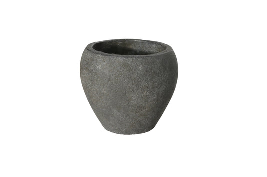 Terracotta  Round Pot Rough Finish Gray-7"H