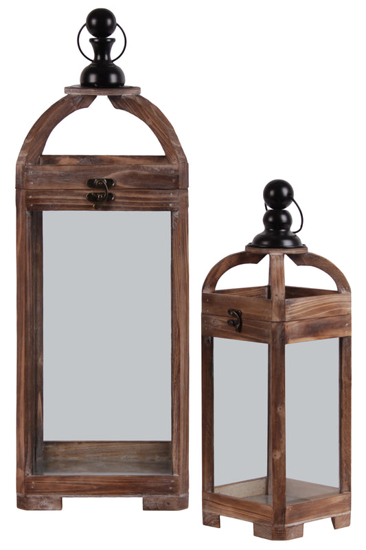 Wood Lantern Natural Finish Brown-28.25"H -325