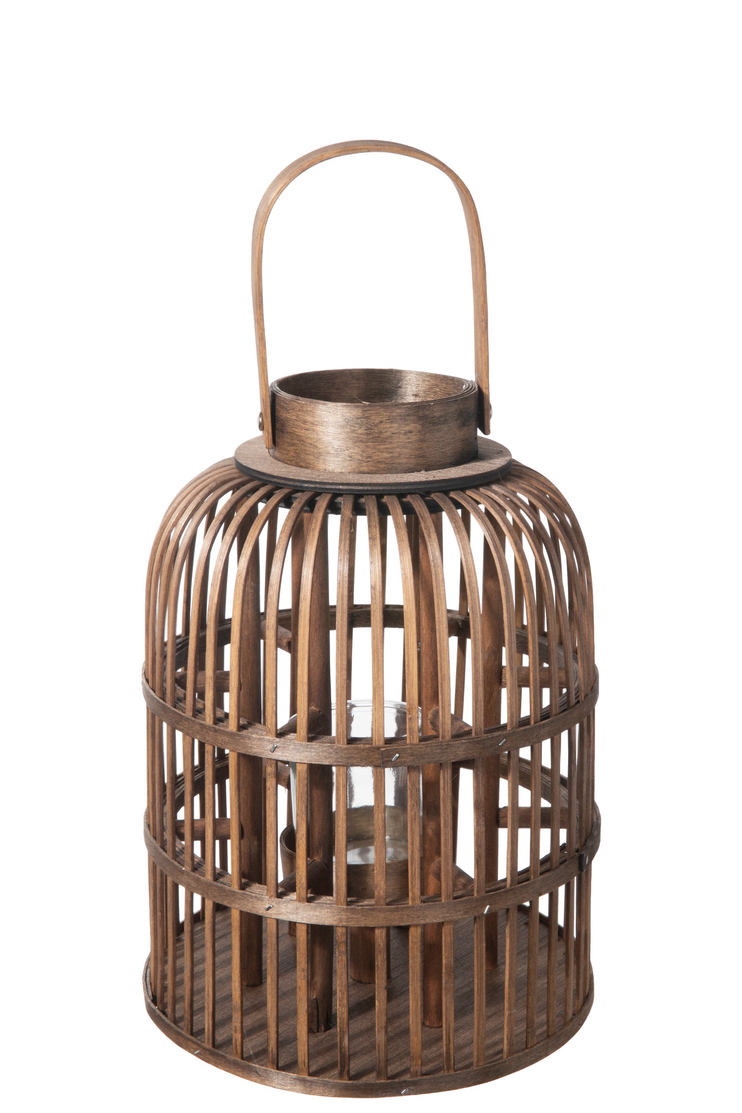 Bamboo Round Lantern with Top Handle, Vertical Lattice Design