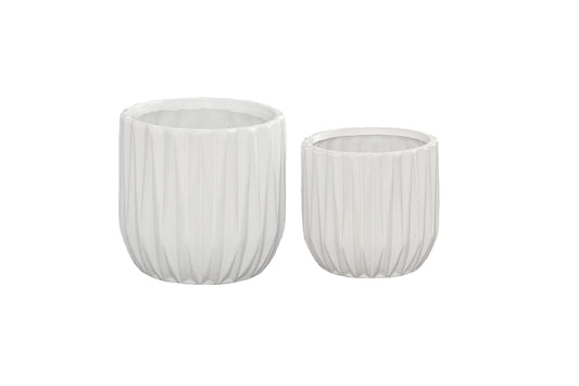 Ceramic Pot Matte Finish White-6"H