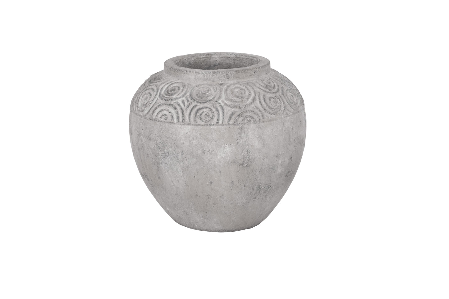 Clay Terracotta Pot Finished in Concrete Grey-7.75"H