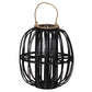 Bamboo Round Lantern Weathered Finish Dark Elm..12.50"x12.50"x14.25"H