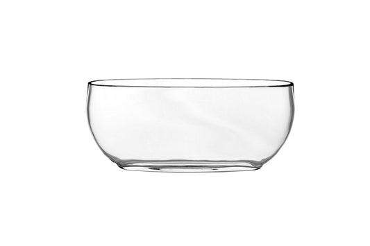 Glass Vase Flat Oval Shape Clear Small-4.75''H