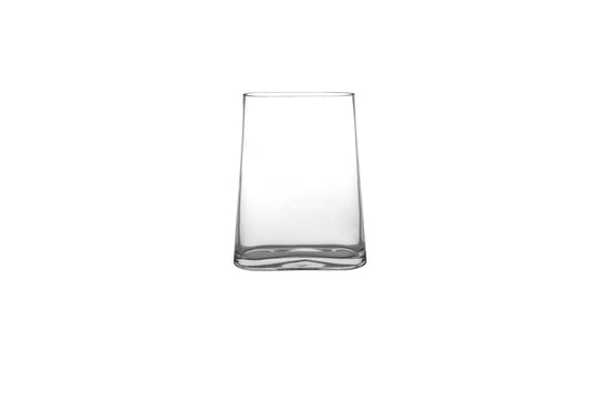 Glass Vase Block Tapered Oval Shape Clear Medium-8.25''H