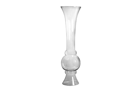 Glass Vase  Double Trumpet Shape Clear Large-49.25''H