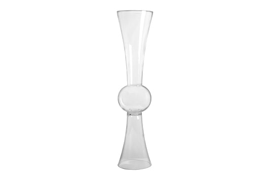 Glass Vase Double Trumpet Shape Clear Medium-45.25''H