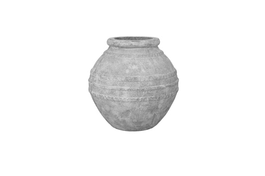 Terracotta Jar Vase Finish Distressed Grey-12.00"H