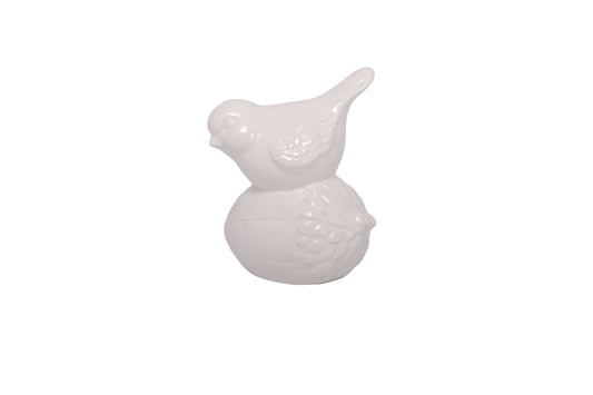 Ceramic Bird Figurine Gloss Silver-7.75"H