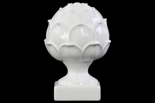 Ceramic Sculpture Gloss Finish White 8.5"H -244