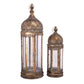 Iron Glass Metal Lantern Gold-28.25"H