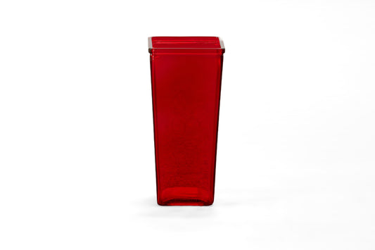 Tapered Square Glass Vase Red-9.25"H