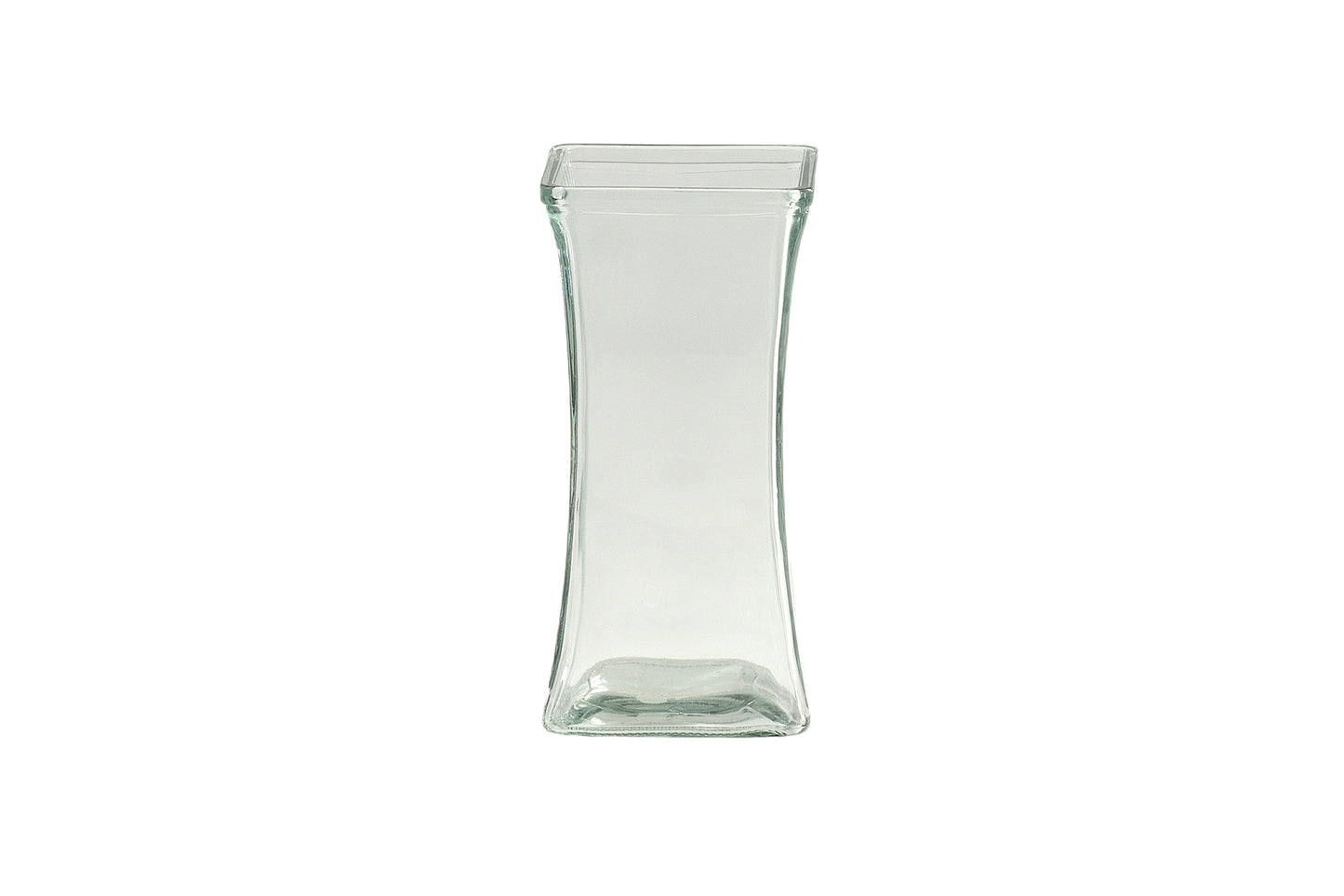 Flared Square Glass Vase Clear-9.00"H